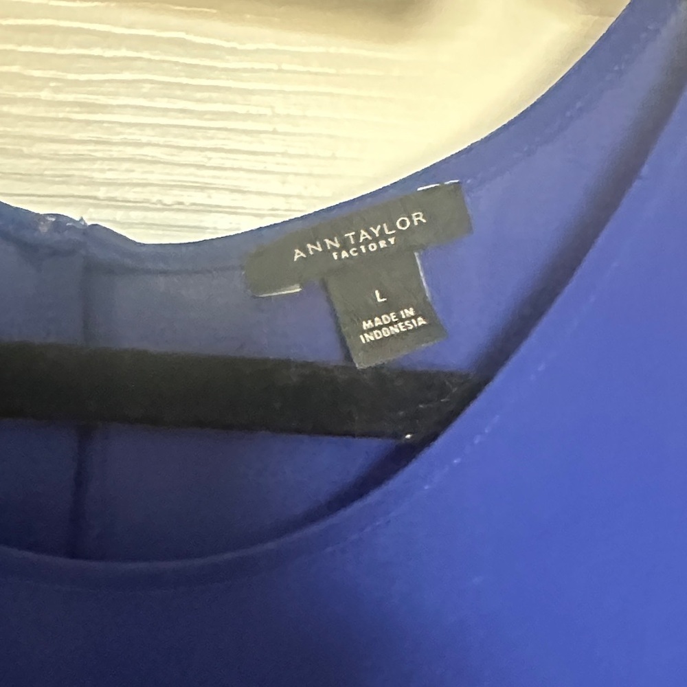 Ann Taylor Factory Sapphire Blue Flutter Sleeve Blouse - Picture 2 of 3